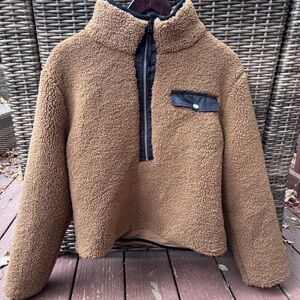 Pistola Brown and Black Pullover Quarter Zip Fleece Jacket